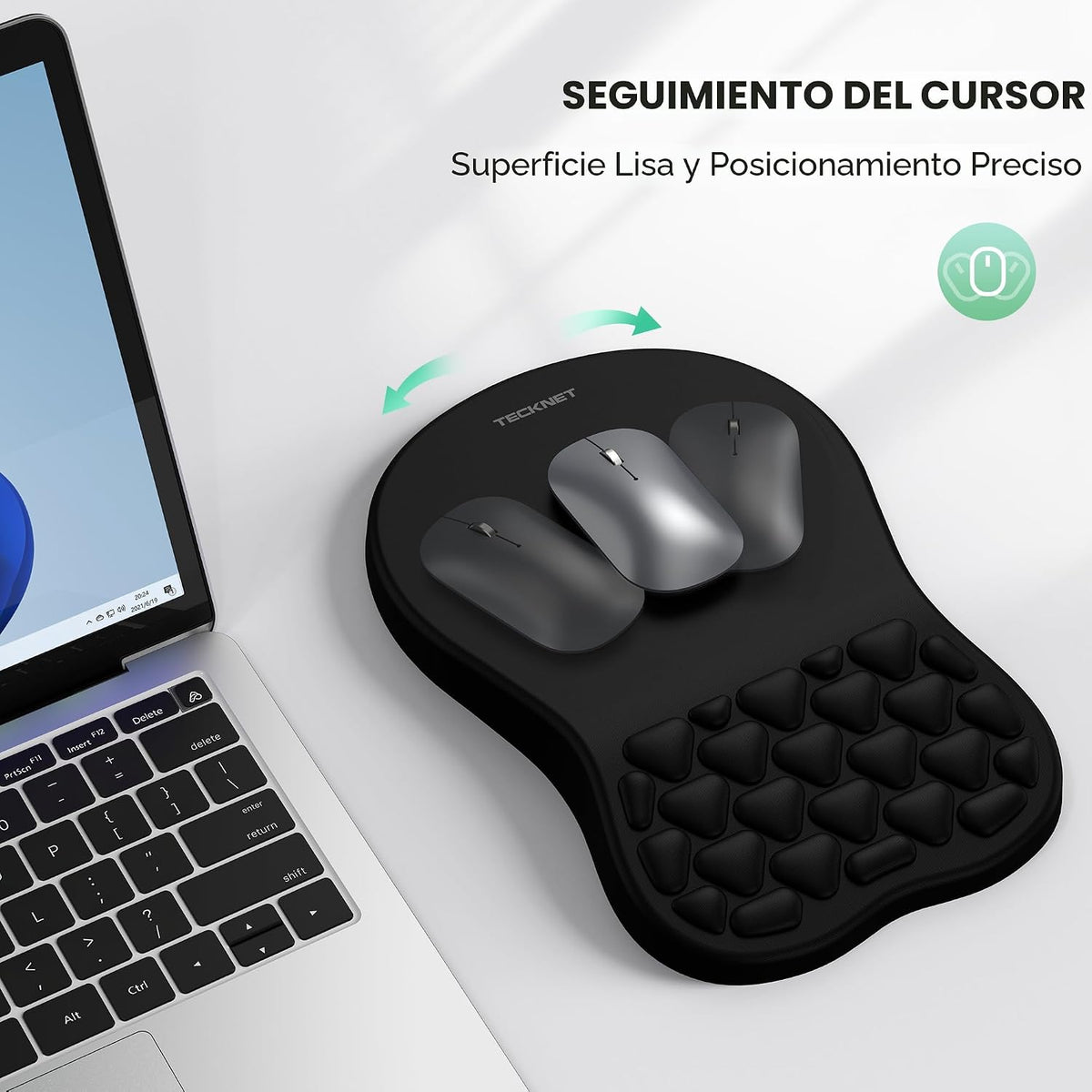 TECKNET Alfombrilla de mouse ergonómica con reposamuñecas, alfombri...