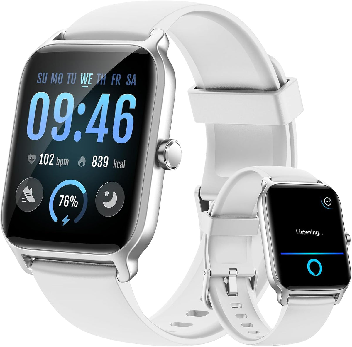 Reloj inteligente Fitpolo para hombres y mujeres con Bluetooth, Alexa incorporado, pantalla de 1.8", monitor de oxígeno en sangre y frecuencia cardíaca, reloj de sueño y fitness, 100 modos deportivos