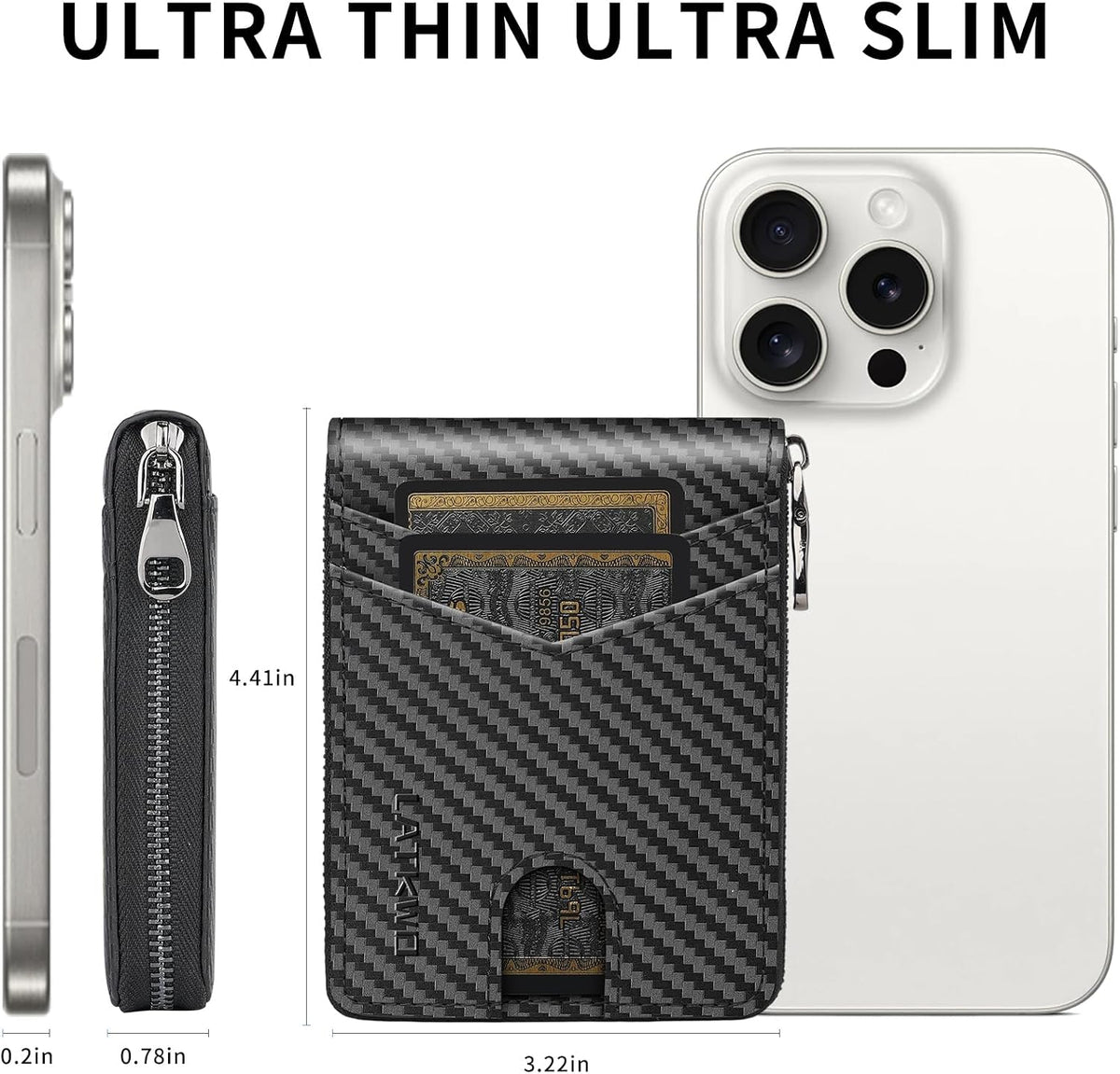 Billetera para hombre con bloqueo RFID y cierre, de grandes dimensiones, con 2 ventanas de identificación - Diseño de gran capacidad, 13 ranuras para tarjetas de crédito