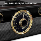 Victrola Metropolitan - Tocadiscos Bluetooth 4 en 1, Radio - Nogal