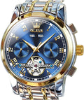 OLEVS Reloj automático para hombres, de cuerda automática, acero inoxidable, reloj para hombres