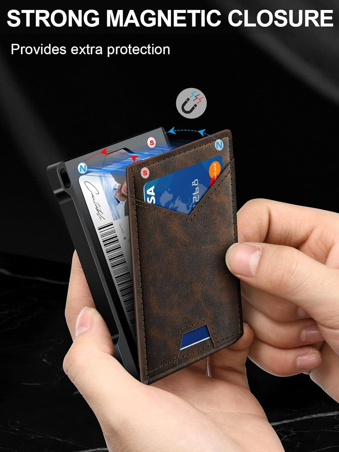Cartera para hombre RFID con 2 ventanas de identificación y clip pa...