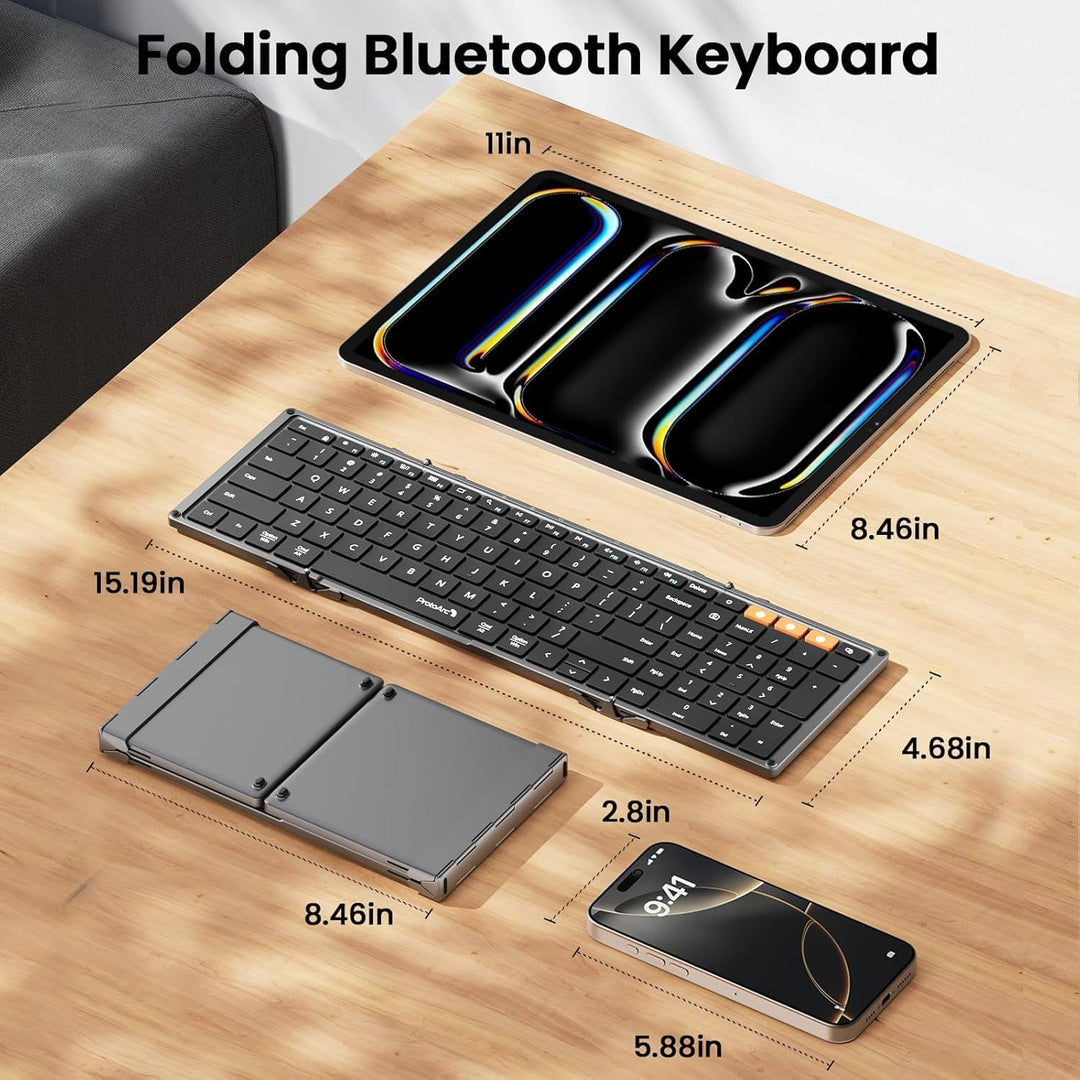 ProtoArc XK01 - Teclado Bluetooth plegable, teclado portátil inalám...
