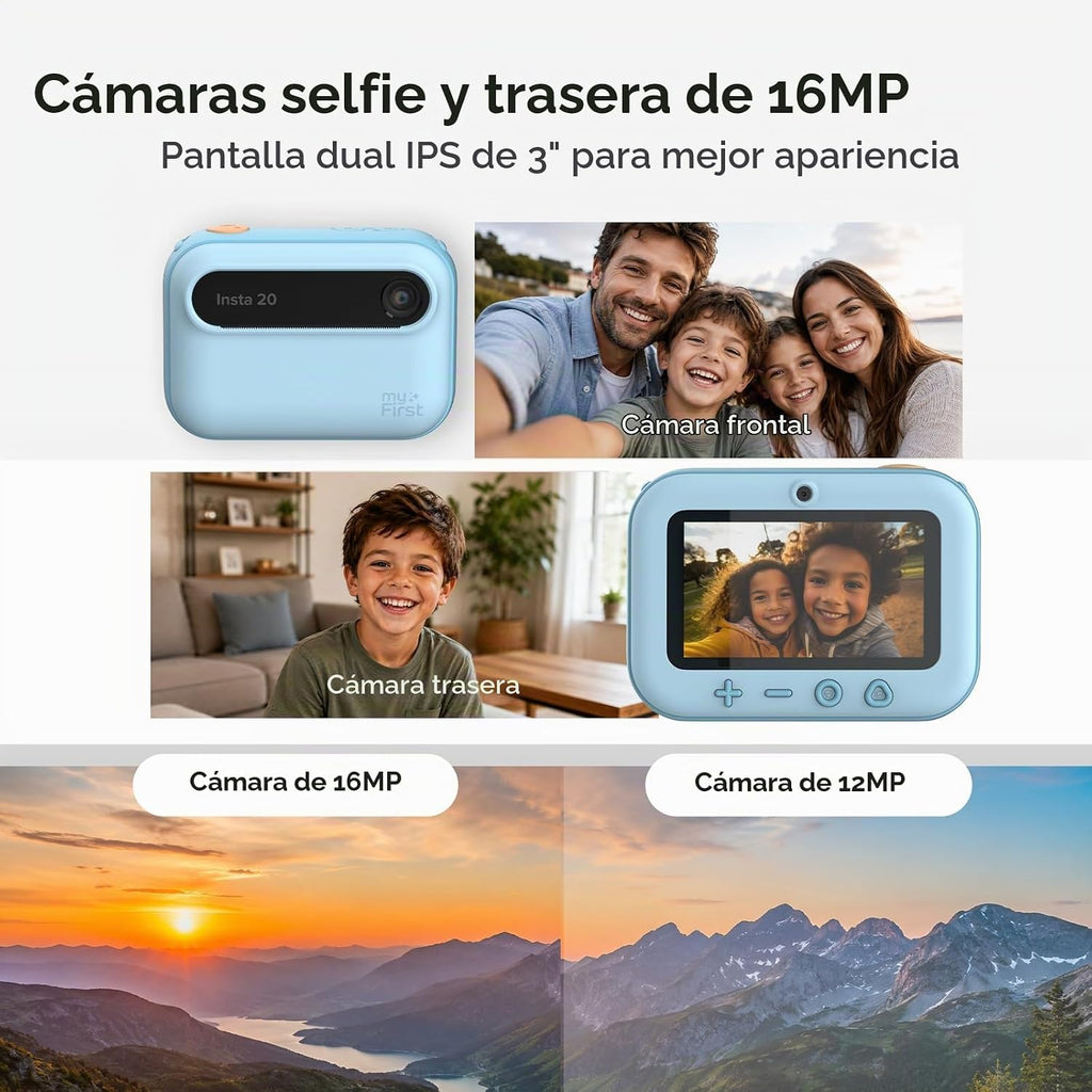 myFirst Cámara de impresión instantánea para niños, 16MP con 9 rollos de