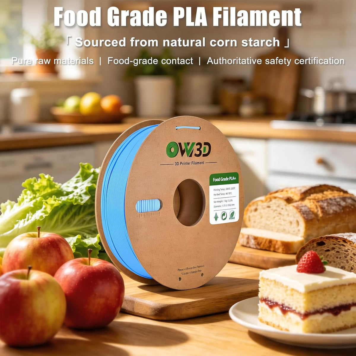 OVV3D Filamento PLA seguro para alimentos de 0.069 pulgadas (0.069...