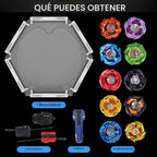 X Stadium Arena Battle Set, 10 Spinning Tops 3 Launchers y 1 Grip Ages 6+