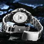 OLEVS Reloj para Hombre Con Diamante Analógico Quartz Negocios Resistente al Agua Acero Inoxidable Fecha Semana Luminiscente Reloj para Hombres