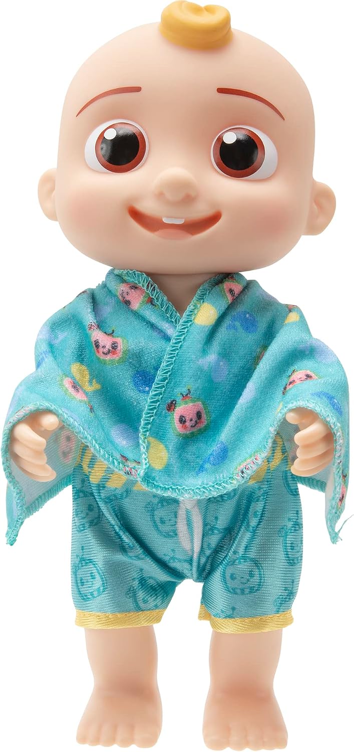CoComelon - Muñeca JJ Splish Splash - con juguete de baño de tiburón y accesorios acuáticos para jugar con agua - Juguetes para niños y preescolares - Exclusivo de Amazon