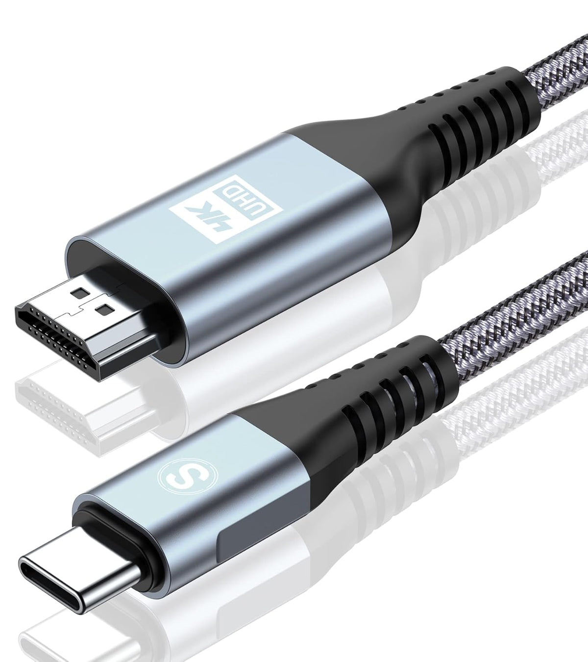 Cable USB C a HDMI de 15 pies, 4K de alta velocidad USB tipo C a HDMI 2.0, cable trenzado Thunderbolt 4/3 compatible con iPhone 17 16 15 Pro Max, MacBook iPad Pro/Air, Samsung S26 S25 S24 S23 Surface