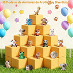 Kit de arcilla seca al aire, 16 animales para modelar arcilla mágica de secado al aire para niños, kits de arcilla de moldeo suave y no pegajosa con herramientas instrucciones para el hogar, regalos