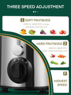 HOUSNAT Exprimidor para frutas y verduras enteras, ajuste de 3 velocidades