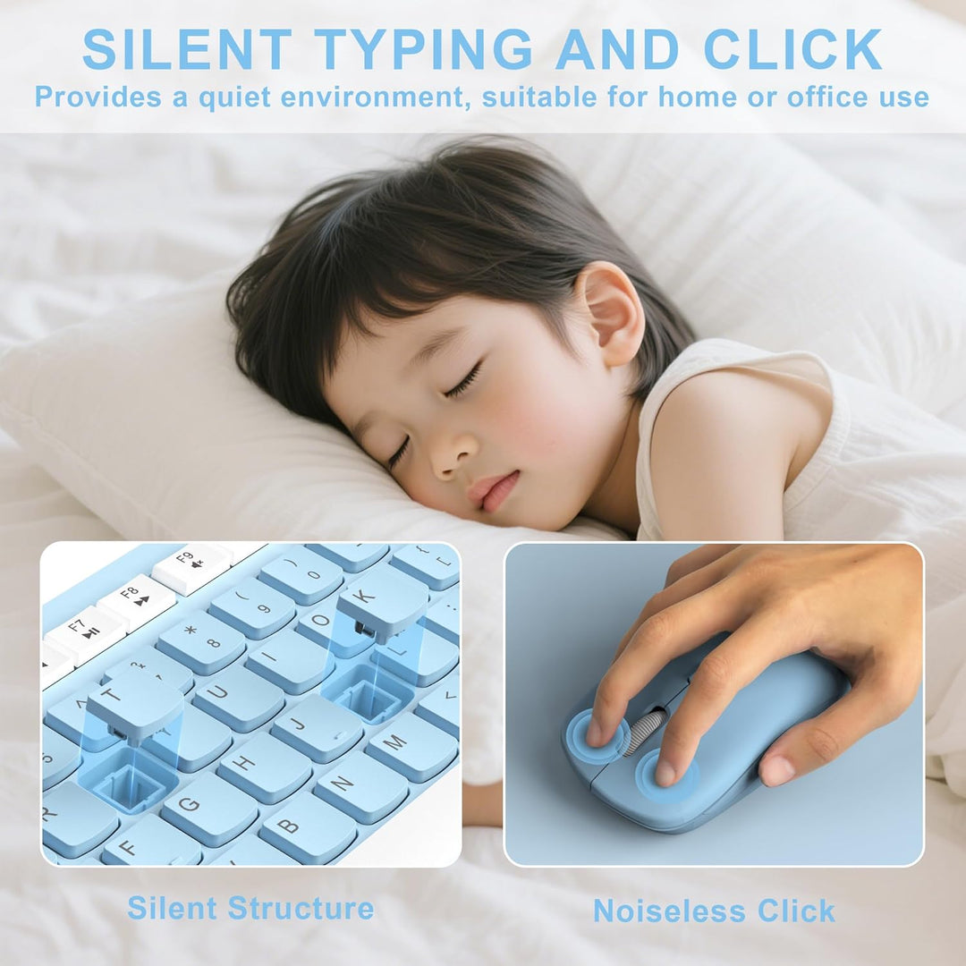 Combo de teclado y mouse inalámbricos, teclado inalámbrico de tamañ...