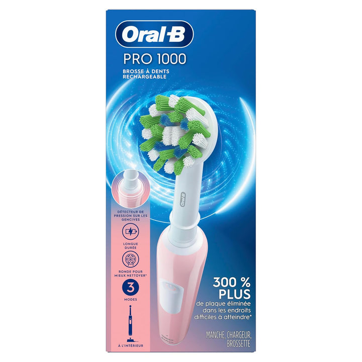 Oral-B Cepillo de dientes eléctrico recargable Pro 1000, color rosa