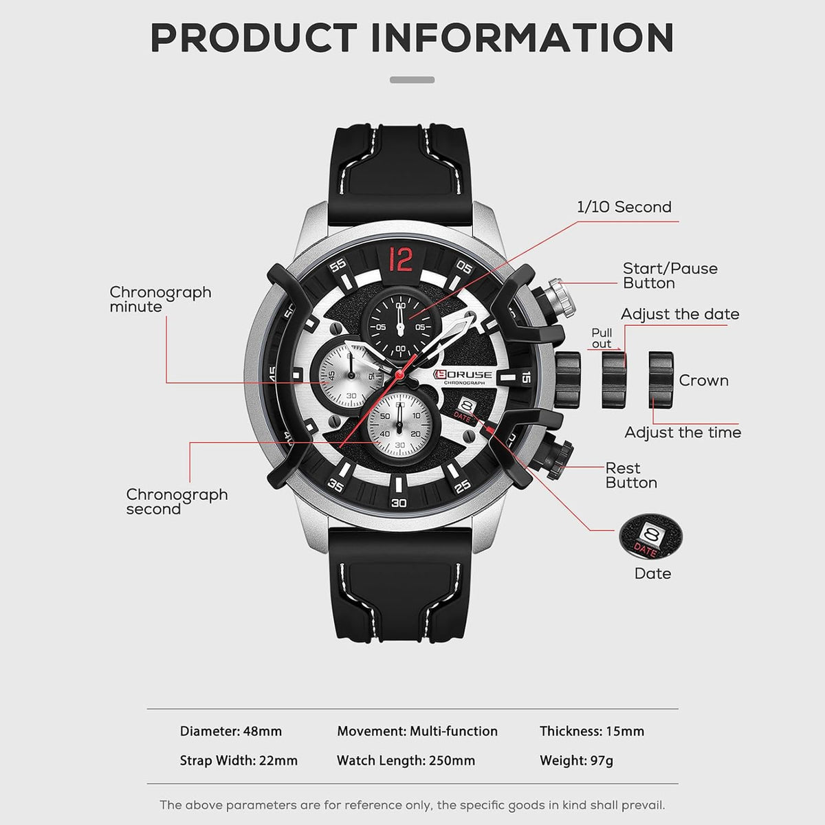 Relojes deportivos para hombre cronógrafo militar con correa de silicona