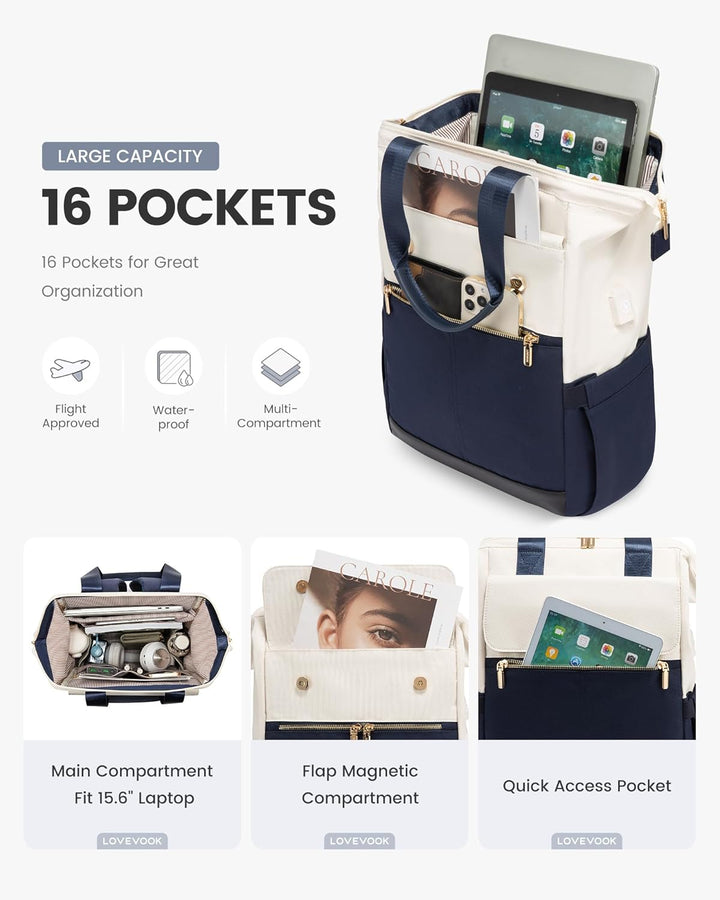 LOVEVOOK Mochila para laptop para mujeres, mochila de trabajo conve...