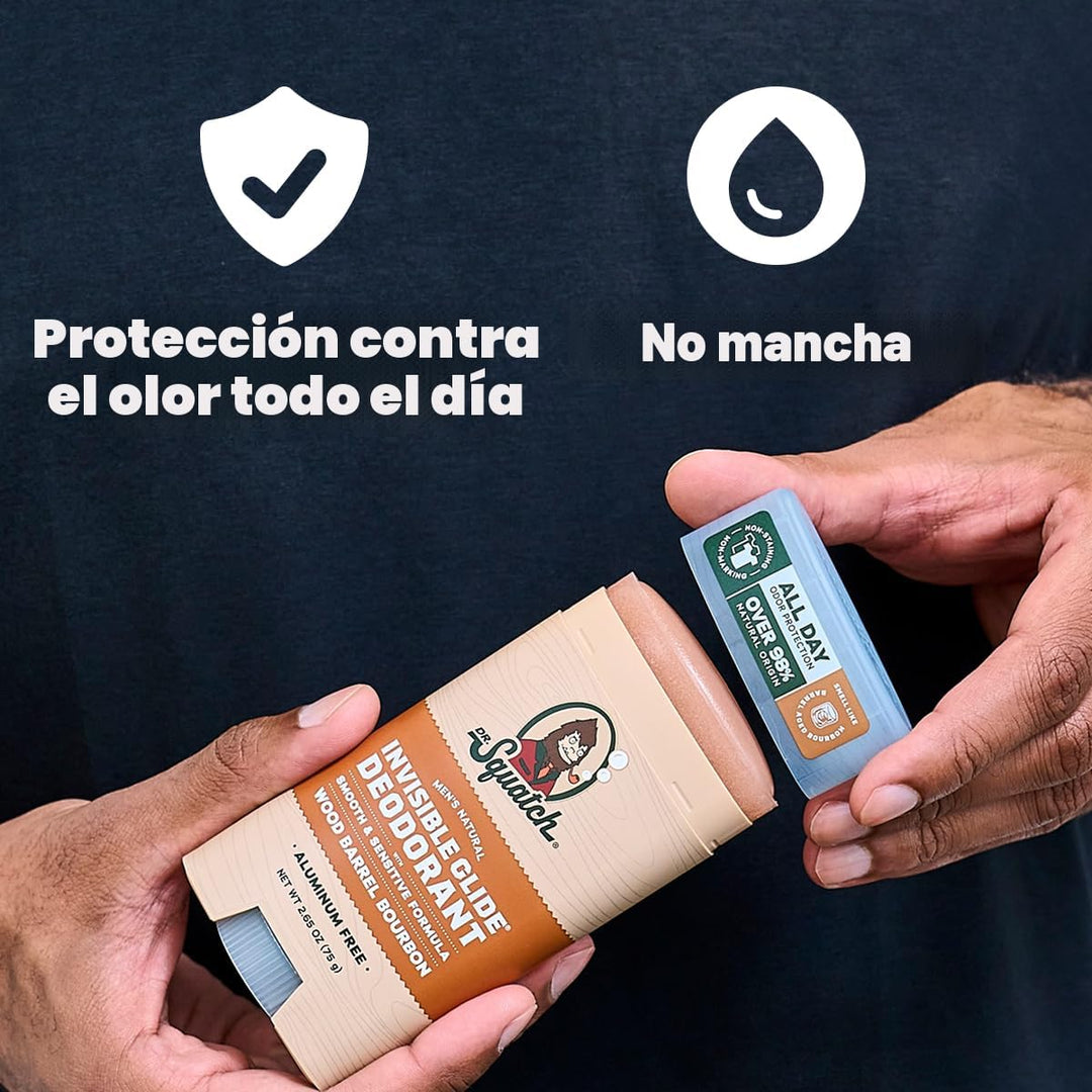 Dr. Squatch Invisible Glide Natural Desodorante para hombre, desliz...