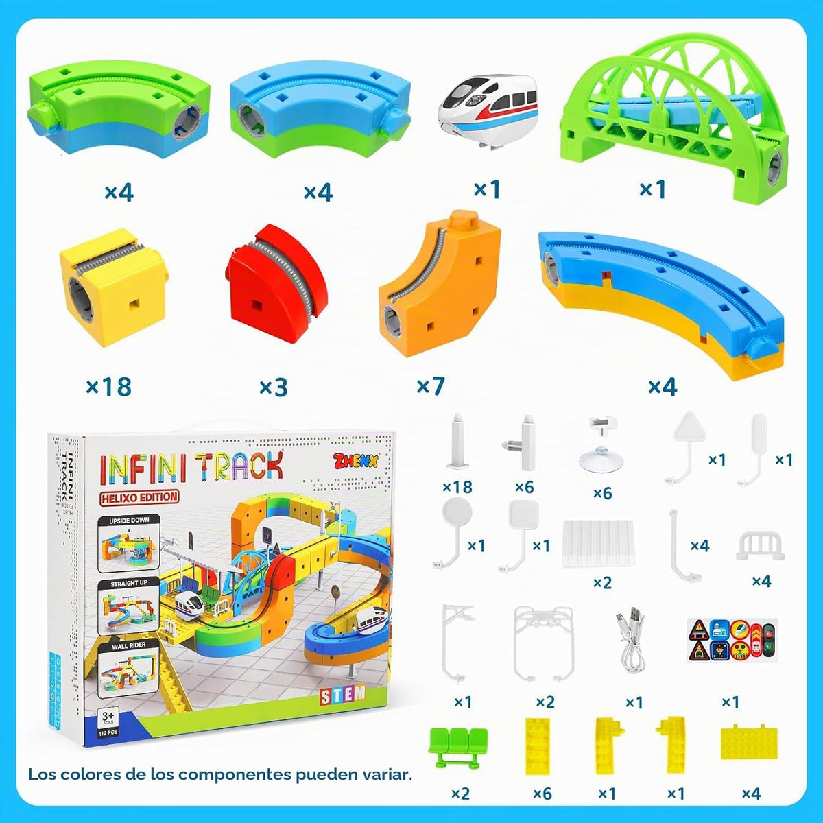 Juego de tren eléctrico para niños, juego de construcción de pistas STEM 3D