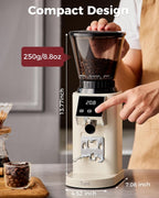 Tuni G1 Molinillo de café con rebabas cónicas, 48 ajustes de molienda, molinillo de fresas antiestáticas, temporizador electrónico de precisión y pantalla táctil LED para expreso, goteo, preparación