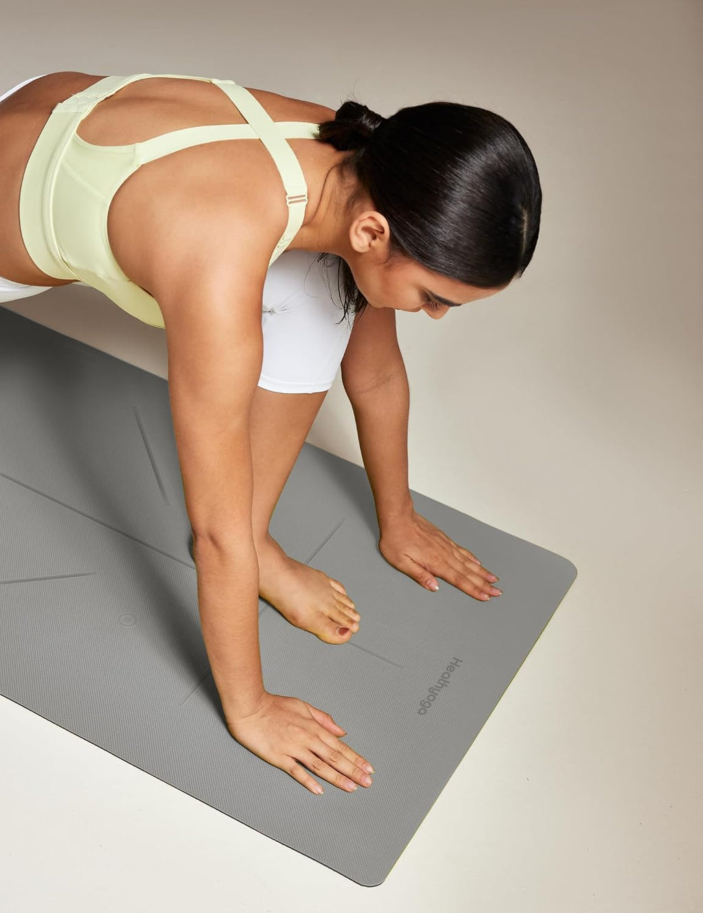 Heathyoga Tapete de Yoga Antideslizante Ecológico, Sistema de Alineación Corporal, Material TPE Certificado por SGS - Superficie Texturizada Antideslizante y Amortiguación Óptima, 72" x 26" Grosor 1/4