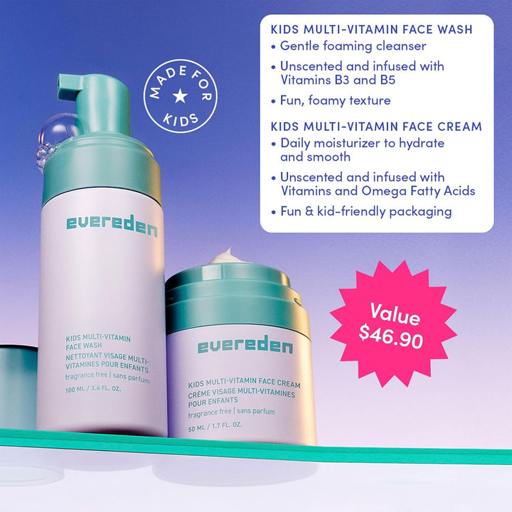 Evereden Fragrance-Free Kids Happy Face Duo - Juego de Limpieza Fac...