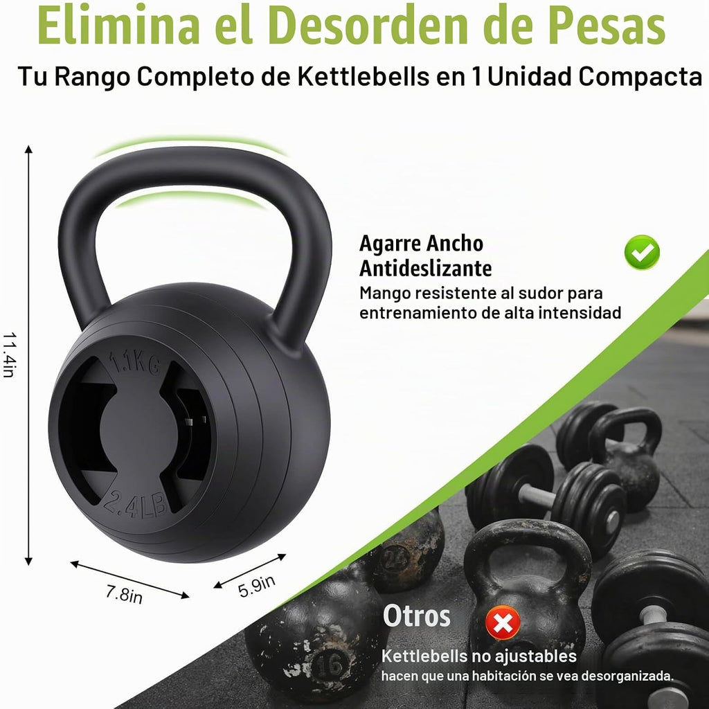 Pesa rusa ajustable 2 en 1, juego de pesas rusas de 15 a 45 libras con agarre ancho, pesas de mancuernas de 4.8 a 30 libras para entrenamiento de fuerza en el gimnasio en casa