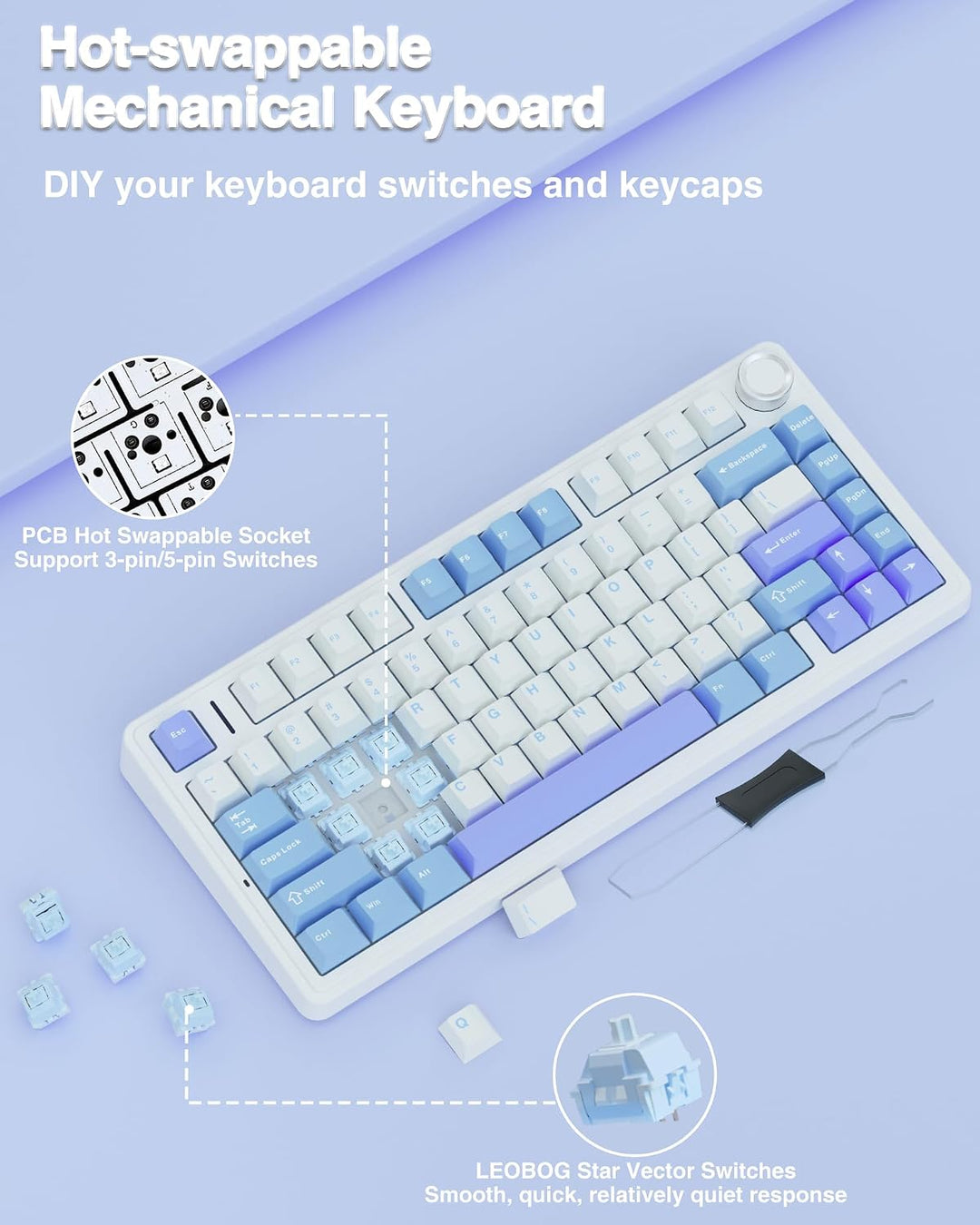 AULA - Teclado mecánico inalámbrico F75 75% con montaje en junta, t...