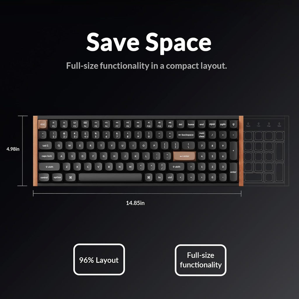 Keychron K4 HE - Teclado inalámbrico de efecto Hall al 96% con almohadilla numérica, interruptores magnéticos de disparo rápido, lanzador QMK, 2.4 GHz/Bluetooth/cableado, Mac y ventanas, marco de