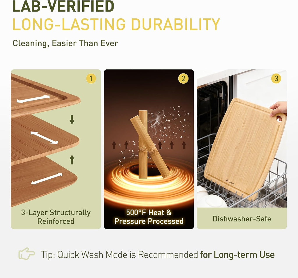 Tabla de cortar de bambú ligera y duradera con pies antideslizantes, tablas de cortar de madera extra grandes para cocina con ranura para jugo, tabla de madera para embutidos y cortar para frutas