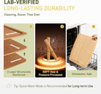 Tabla de cortar de bambú ligera y duradera con pies antideslizantes, tablas de cortar de madera extra grandes para cocina con ranura para jugo, tabla de madera para embutidos y cortar para frutas