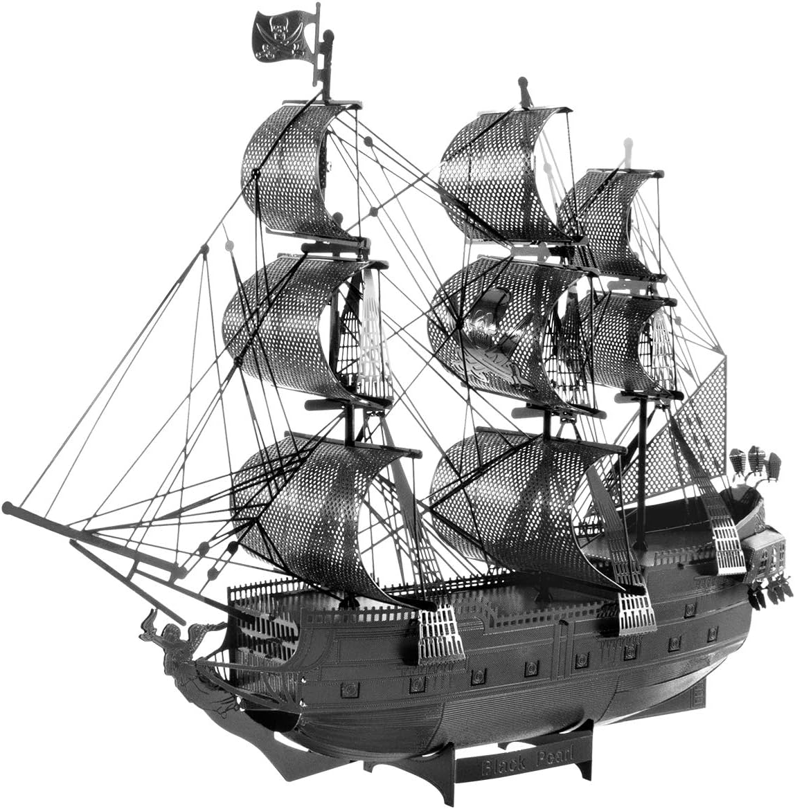 Rompecabezas de metal tierra 3D negro perla barco piratas del Caribe rompecabezas de metal modelo kits para adultos nivel moderado 5.75 x 1.75 x 4.50 in