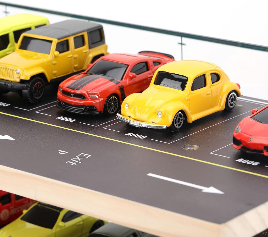 Saichotoy Display Case para Hot Wheels, 4-Level 1/64 Wooden Garage Storage