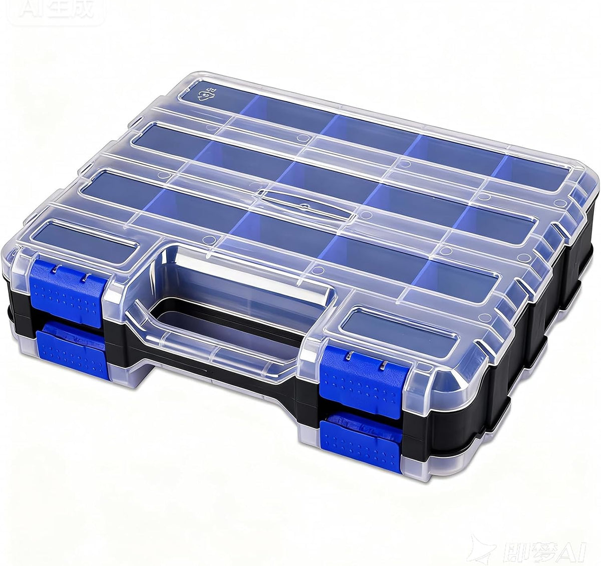 Caja de almacenamiento de piezas pequeñas, organizador de herramientas de doble cara, 34 compartimentos, organizadores de hardware con divisores de plástico extraíbles para tornillos, tuercas, clavos