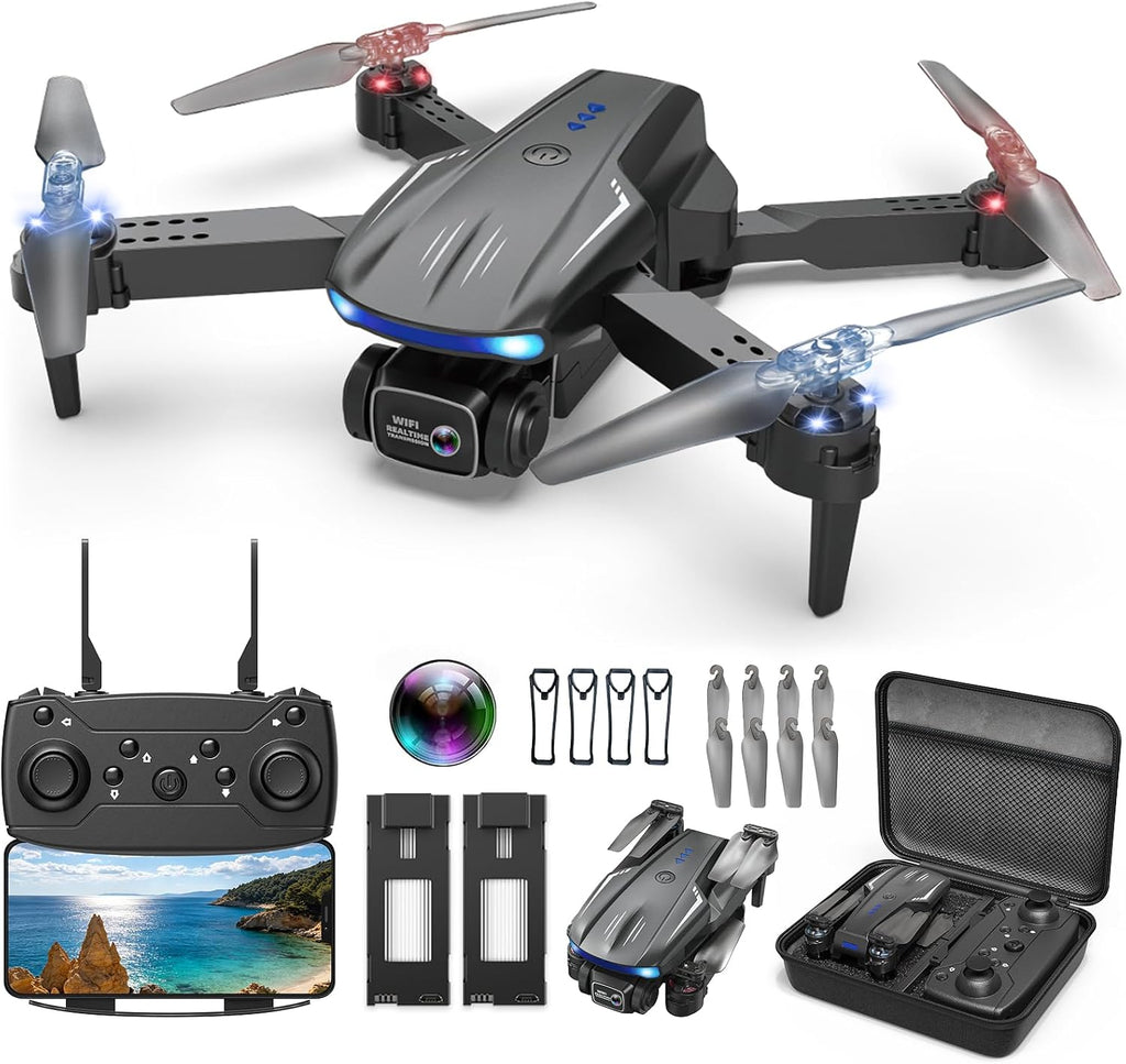 Dron con cámara 1080P para niños, adultos y principiantes, mini dron plegable, cuadricóptero RC con 2 baterías, despegue y aterrizaje con una tecla, giro de 360°, control de gestos, regalo de juguete