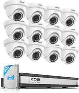 ZOSI Sistema de cámaras de seguridad de 1080p de 16 canales con det...