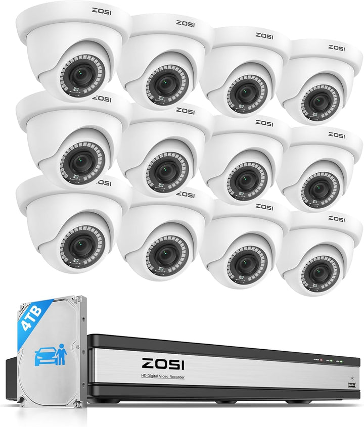 ZOSI Sistema de cámaras de seguridad de 1080p de 16 canales con det...