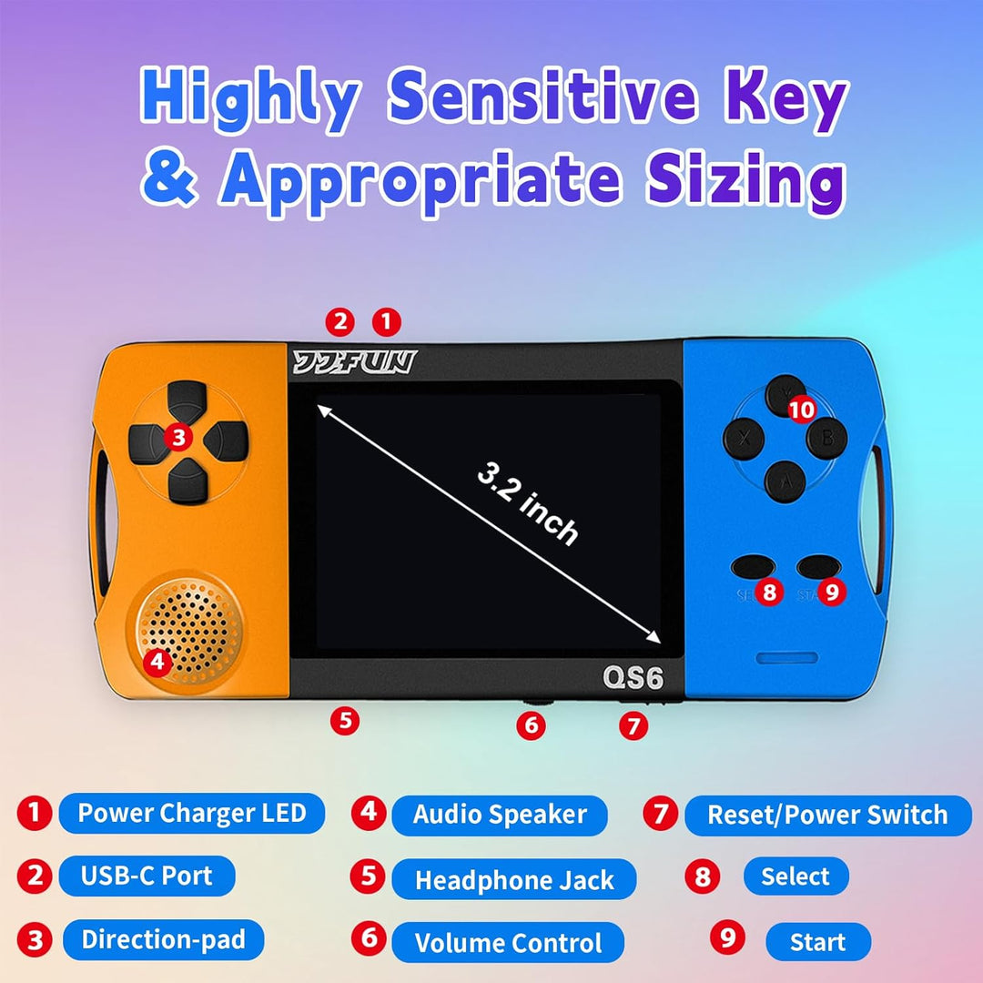 Juegos de mano de 16 bits para niños con pantalla grande IPS de 3.5...
