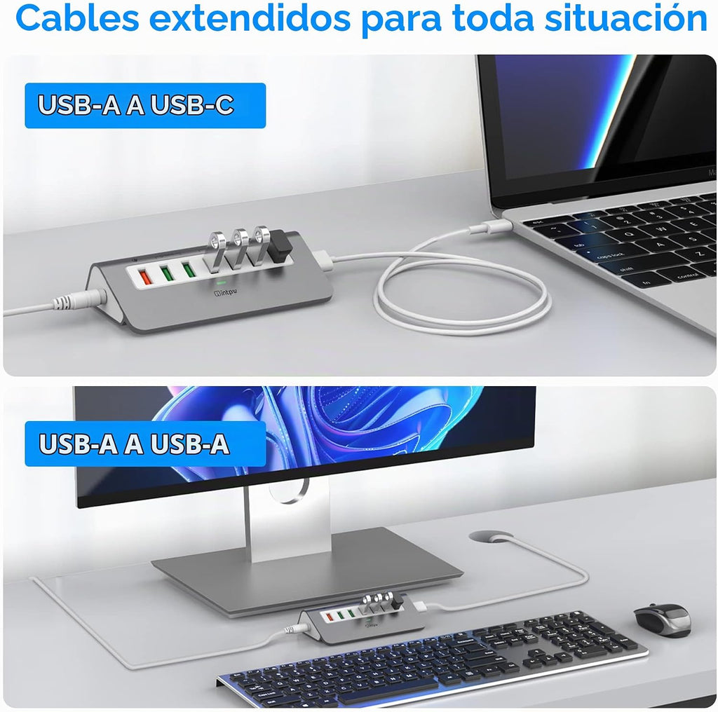 intpw, YH4S, hub USB 3.2 de 7 puertos, alimentado