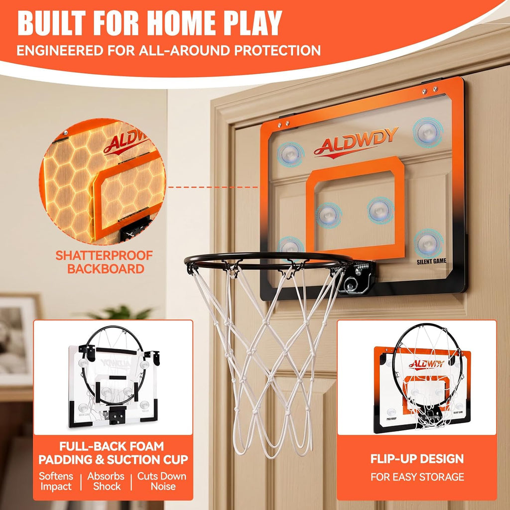 ALDWDY Aro de baloncesto para interiores sobre la puerta con baloncesto