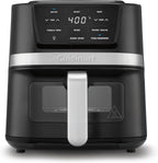Cuisinart Freidora de aire, freidora compacta de 2.6 cuartos de galón con 3 funciones de cocción para freír al aire, asar y hornear, 3 ajustes preestablecidos para freidora de aire, piezas aptas para lavavajillas, AIR-80, acero inoxidable y negro