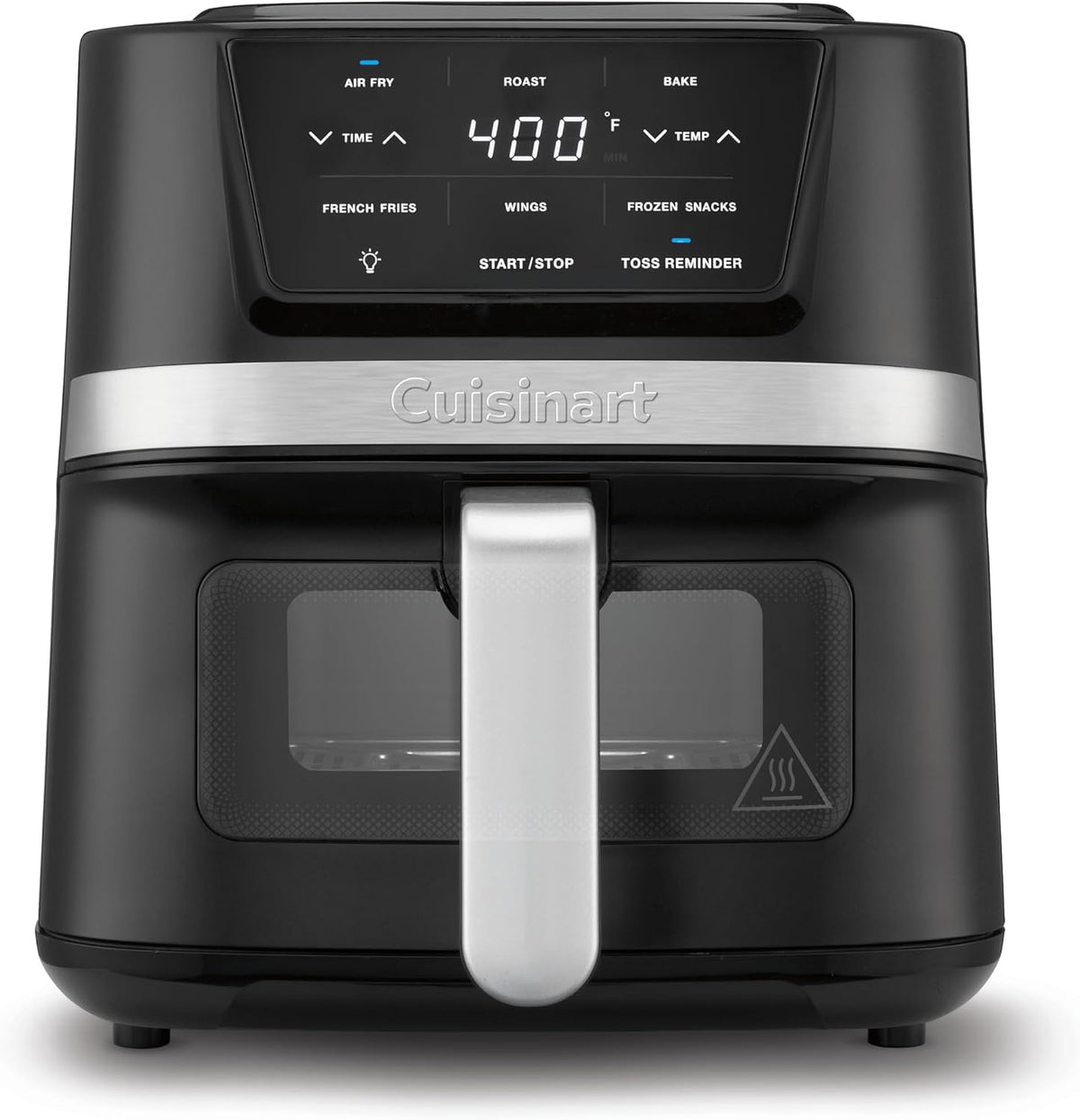 Cuisinart Freidora de aire, freidora compacta de 2.6 cuartos de galón con 3 funciones de cocción para freír al aire, asar y hornear, 3 ajustes preestablecidos para freidora de aire, piezas aptas para lavavajillas, AIR-80, acero inoxidable y negro