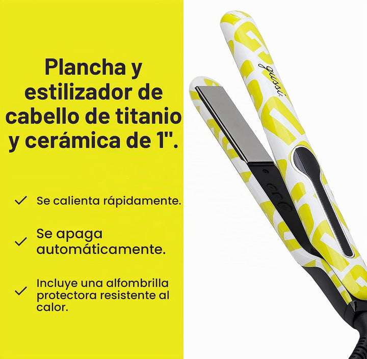 GUSSI HAIRCARE Hair Mane Squeeze - Plancha de titanio y cerámica de...