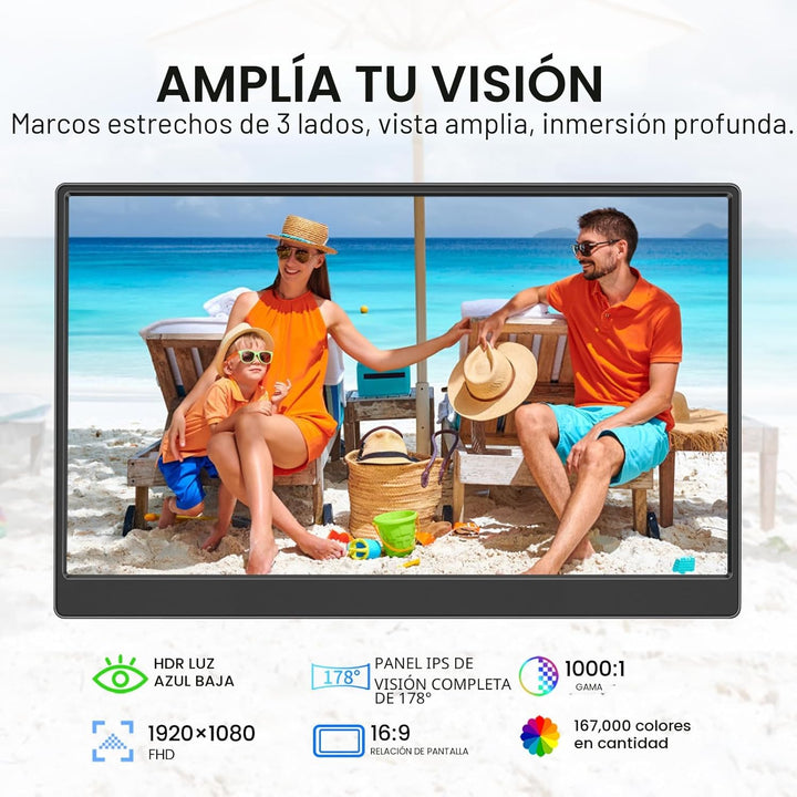 UFYQL Monitor portátil de 15.6 pulgadas FHD 1080P Monitor externo d...