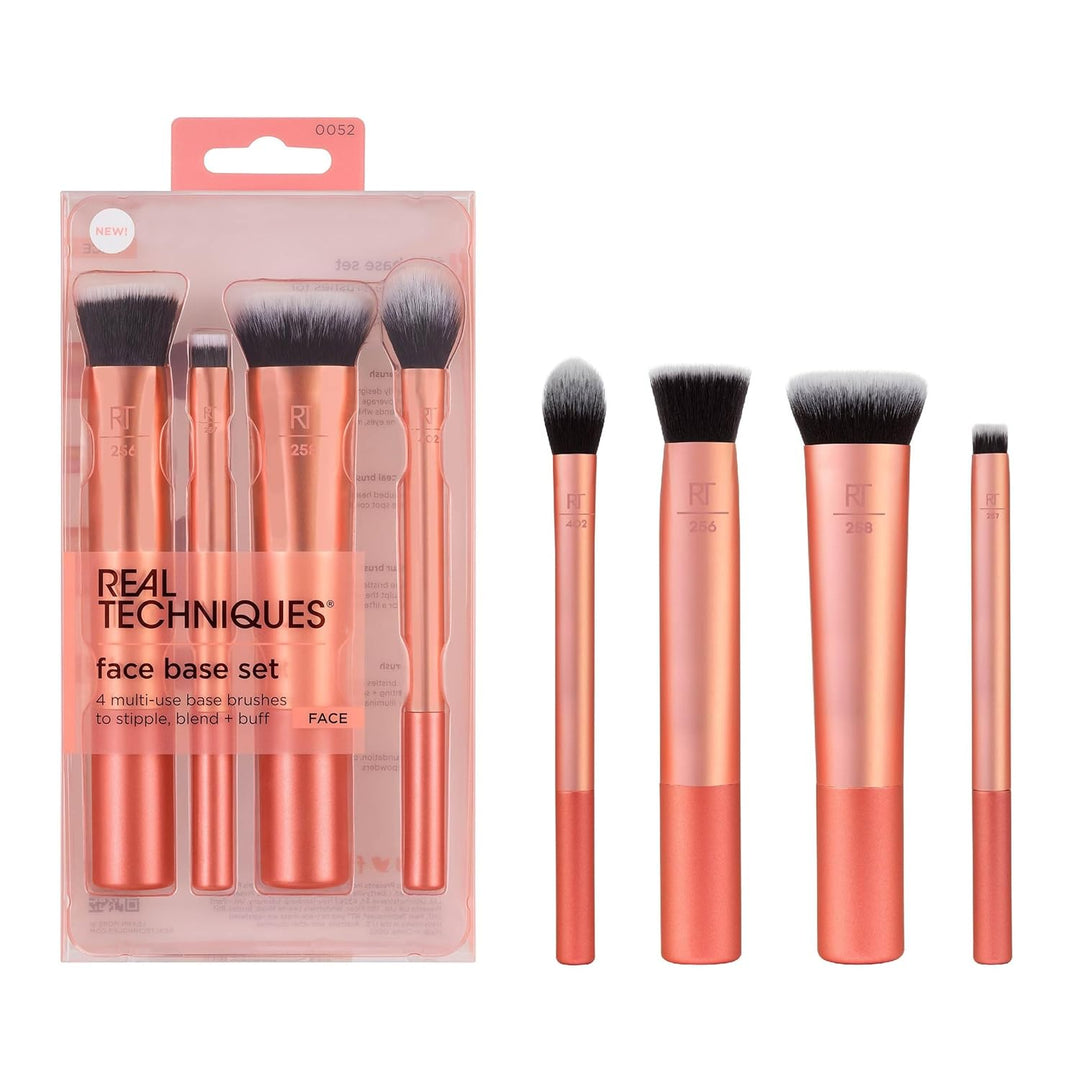Real Techniques Juego de 4 brochas de maquillaje para base facial,...