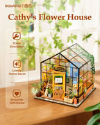 Lámpara Rowood Kit de casa en miniatura, kit de casa de muñecas en miniatura para el Día de la Madre, para adultos, manualidades de madera para adultos, regalos en cumpleaños Navidad - Casa de las flores de