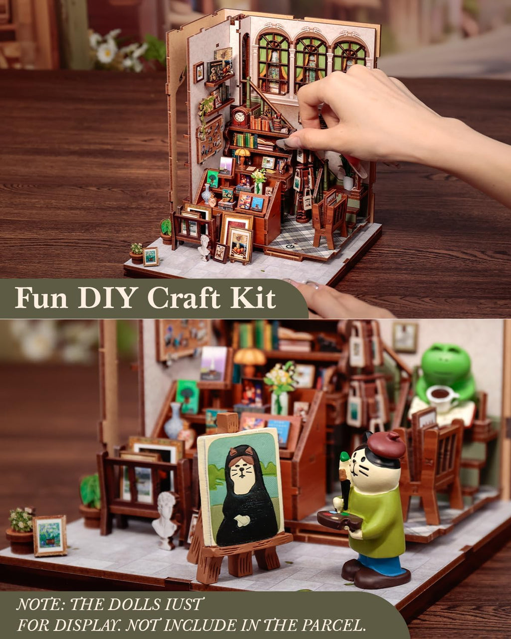 CUTEBEE Kit de rincón de libros - Kit de casa de muñecas en miniatura para