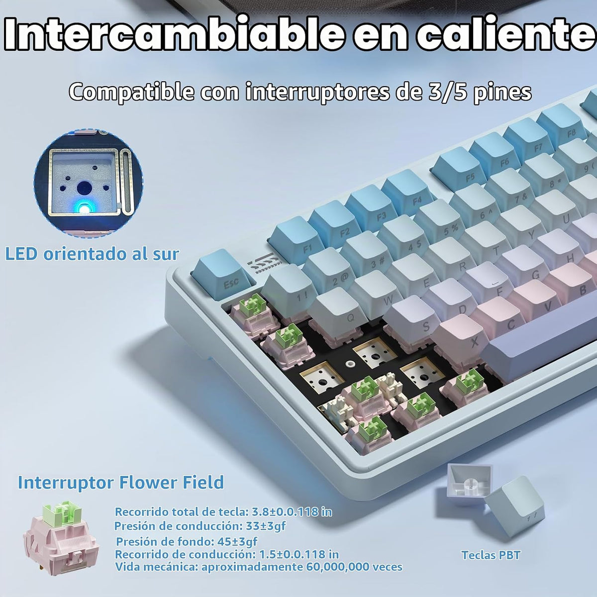 CORBOBO LINGBAO K108 Pro Teclado mecánico inalámbrico con pantalla...