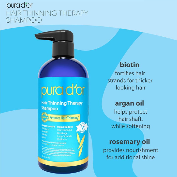 PURA D'OR Juego de champú y acondicionador de biotina para tera...