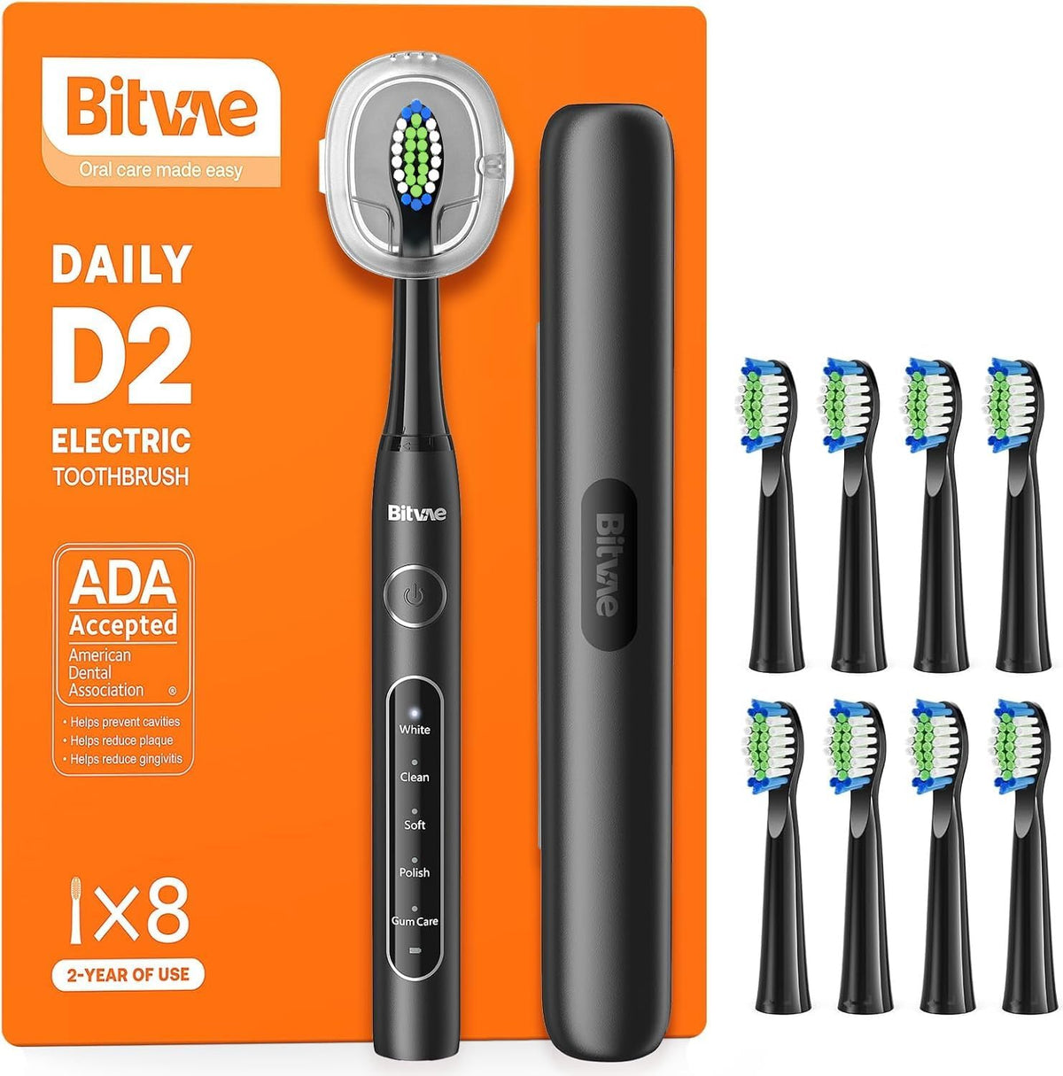 Cepillo de dientes eléctrico Bitvae aceptado por la ADA, cepillo de...