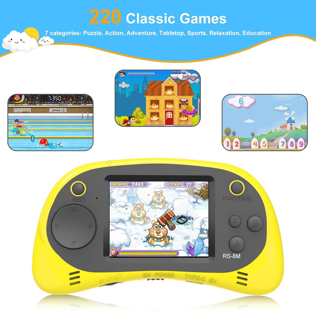 EASEGMER Reproductor de juegos de mano para niños, 220 juegos integ...