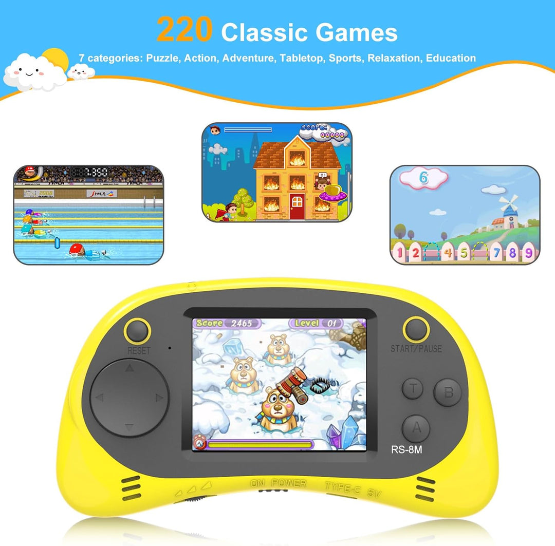 EASEGMER Reproductor de juegos de mano para niños, 220 juegos integ...